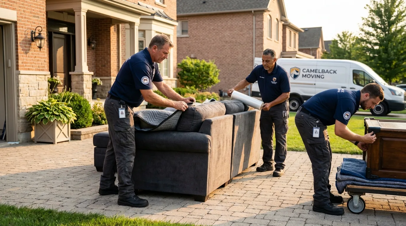 Large estate moving crew wrapping furniture in Jacksonville, NC